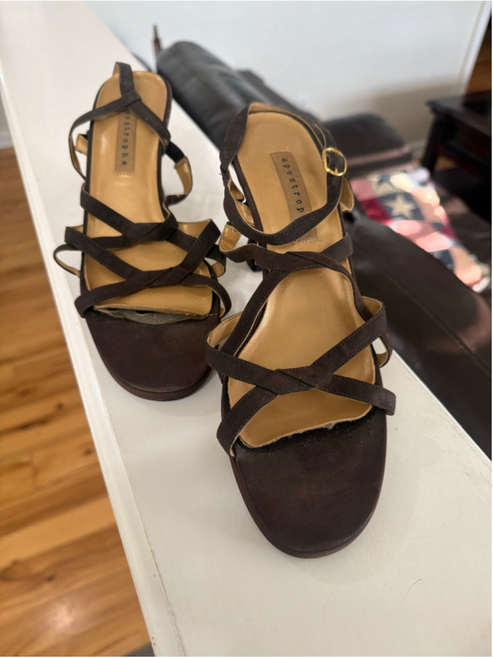 Women's Apostrophe Brown Strappy Heels Size 8.5 in